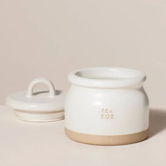 HEARTH & HAND Magnolia 7 oz Stoneware Crock Tea Canister Cream - Picture 2 of 4